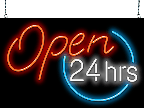 24 Hours Neon Signs - Open 24 Hours Neon Signs | Jantec Neon