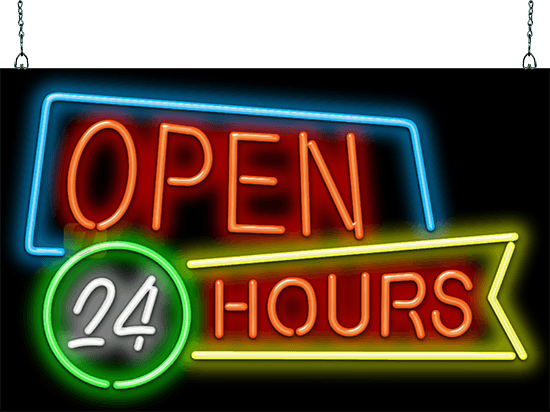 Open 24 Hours Neon Sign