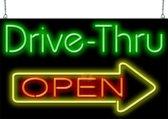 Drive-Thru Open Neon Sign X-tra Large