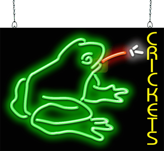 Crickets with Frog Neon Sign