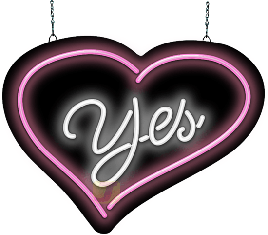 Yes with Heart Neon Sign
