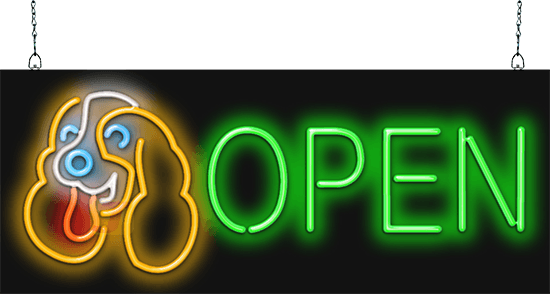 OPEN Dog Paw Print Grooming Shop Neon Light Sign Store Decoration 
