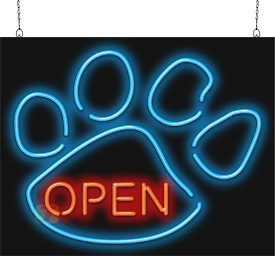 Paw Print Open Neon Sign