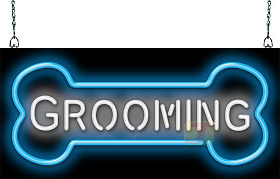 Dog Bone Grooming Neon Sign