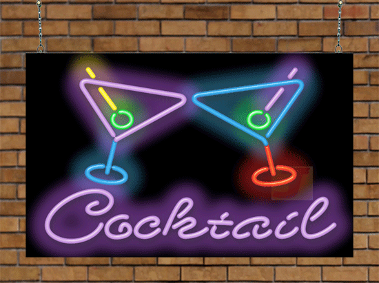 Cocktail with Two Glasses Neon Sign