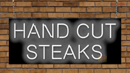 Hand Cut Steaks Neon Sign