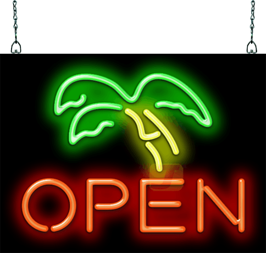 Palm Tree Open Neon Sign