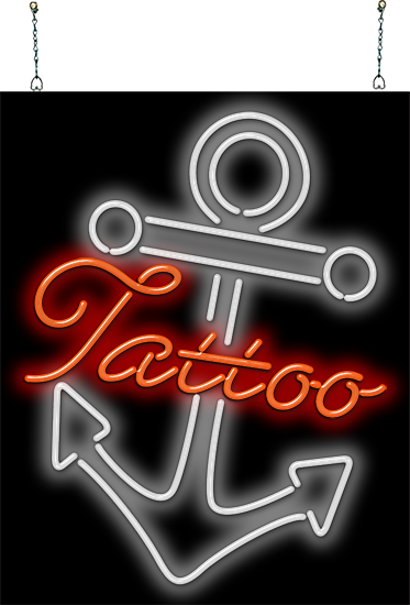 Tattoo with Anchor Neon Sign