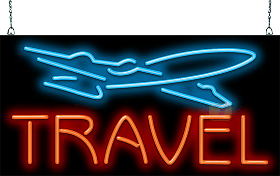 Travel with Plane Neon Sign