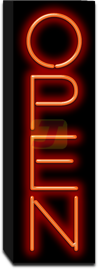 Open Vertical Vintage Style Neon Sign