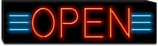 Open with Accent Lines Vintage Style Neon Sign