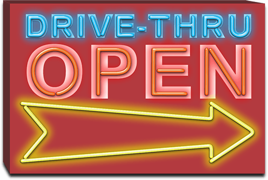 Drive-Thru Open Vintage Style Neon Sign