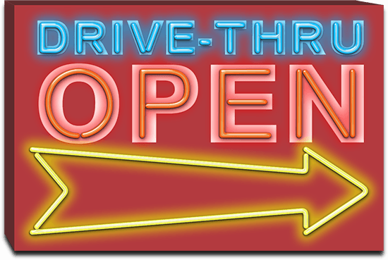 Drive-Thru Open Vintage Style Neon Sign | VOG-85-01 | Jantec Neon