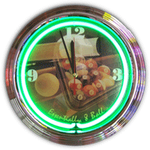 Essentially 8 Ball Billiards Neon Clock
