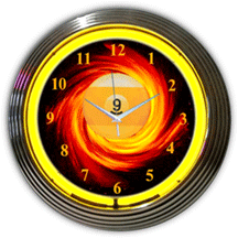 9 Ball Fire Neon Clock