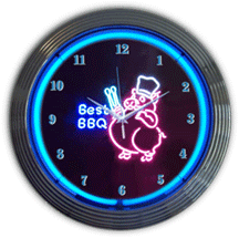 BBQ Pig Neon Clock