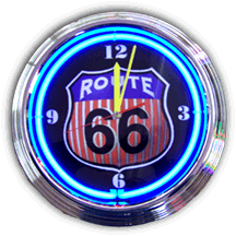 Route 66 Round Neon Clock