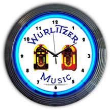 Wurlitzer Jukebox Neon Clock