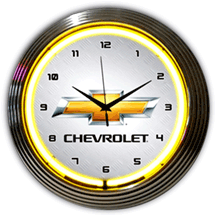Chevrolet Yellow Neon Clock