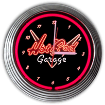 Hot Rod Garage Neon Clock