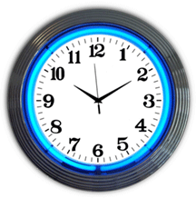 Standard Chrome Blue Neon Clock