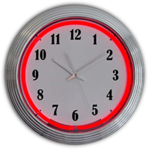 Standard Chrome Red Neon Clock