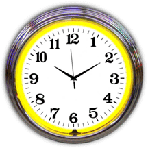 Standard Chrome Yellow Neon Clock