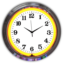 Standard Chrome Orange Neon Clock
