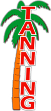 Tanning with Palm Tree Window Cling Sign