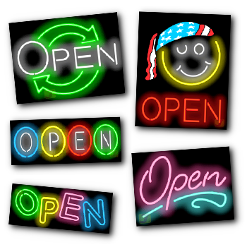 These Neon Open Signs have personality! These Neon Open Signs have personality!