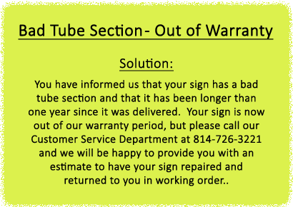 Bad Tube Section Out of Warranty