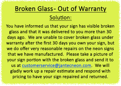 Broken Glass - Out of Warranty
