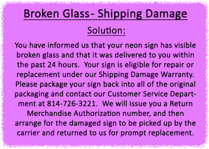Broken Glass - Shipping Damage